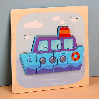 MiniMind™ Wooden Chunky Puzzle Set - Montessori Learning Toys for Toddlers