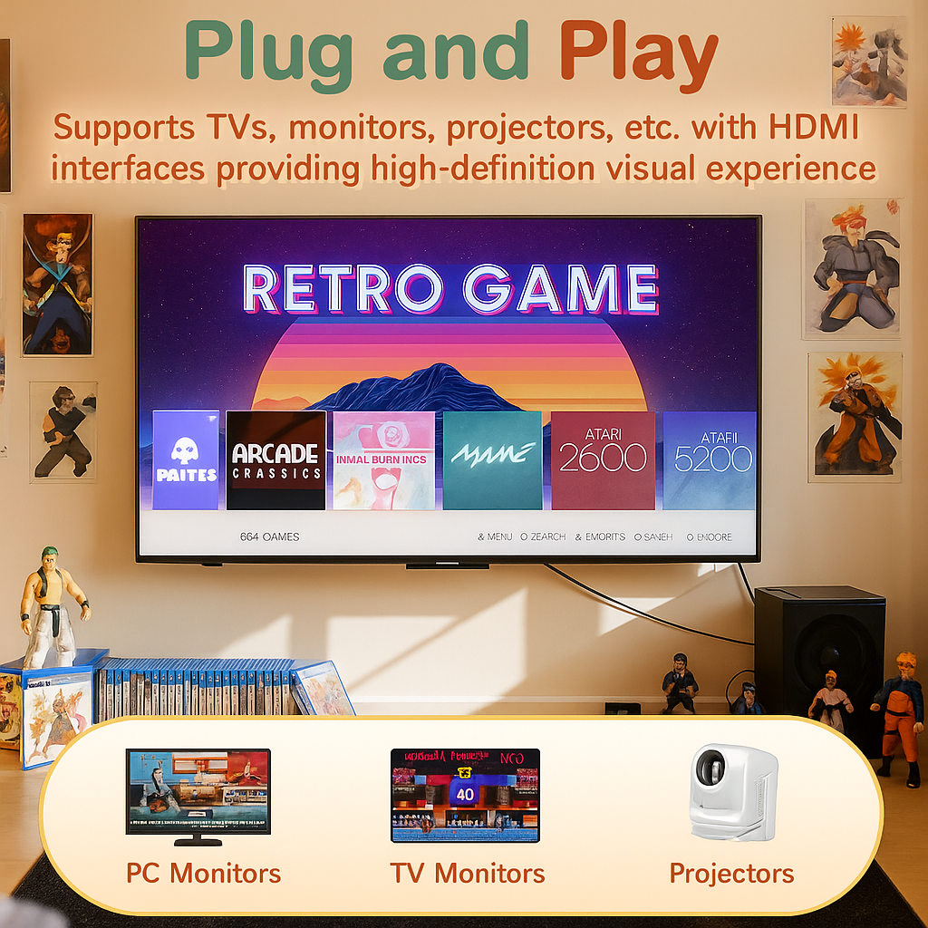 FamilyStick™ Console - 20,000+ Classic Games, Plug-and-Play, Family Gaming