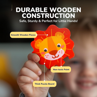 MiniMind™ Wooden Chunky Puzzle Set - Montessori Learning Toys for Toddlers