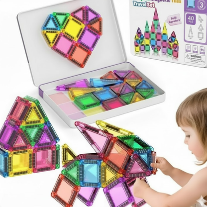 TravelTiles™ Mini Magnetic Building Kit - Keeps Kids Entertained and Learning On the Go