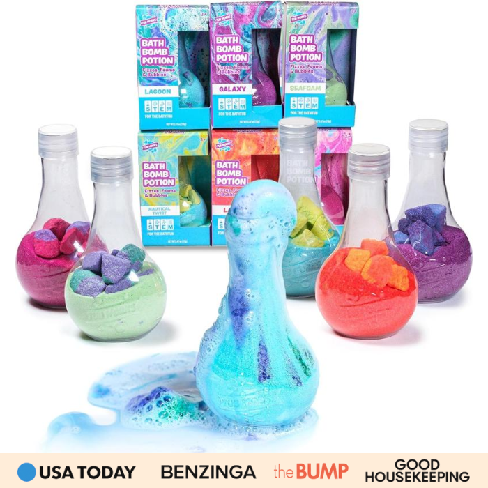 FizzLab™ Erupting Bath Potions - Color-Changing, Foaming Volcano Bath Bombs That Make Bath Time Magical