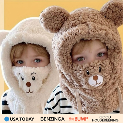 WarmieBear™ - 3-in-1 Plush Winter Hood – Ultra-Soft Hat, Scarf & Face Cover for Warm, Cozy Winter Days