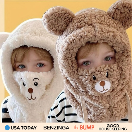 WarmieBear™ - 3-in-1 Plush Winter Hood – Ultra-Soft Hat, Scarf & Face Cover for Warm, Cozy Winter Days